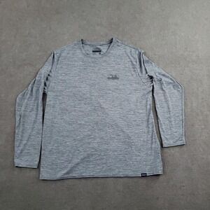 Patagonia Shirt Mens XL Gray Long Sleeve Crew Neck Graphic Wicking Lightweight
